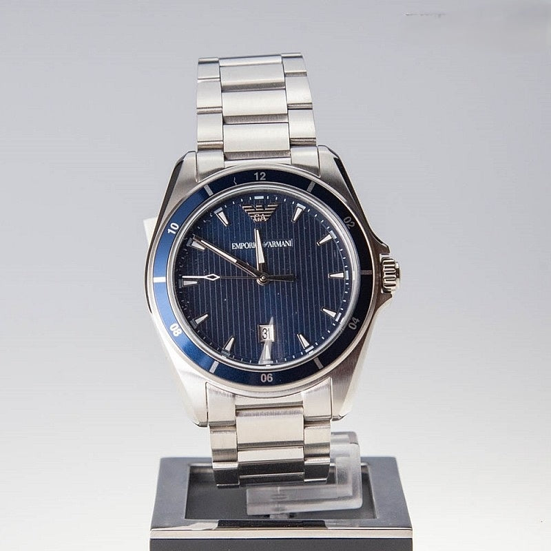 Emporio Armani Sigma Blue Dial Silver Steel Strap Watch for Men - AR11100