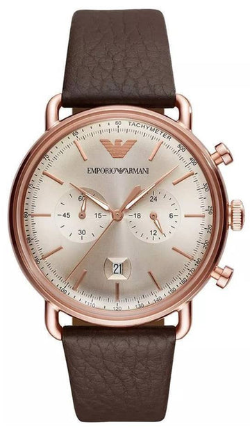  Shop Authentic Emporio Armani Aviator Grey Dial Brown Leather Strap Watch For Men - AR11106 - Luxxuri