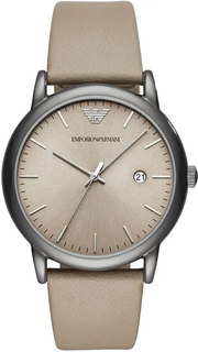 Emporio Armani Luigi Beige Dial Beige Leather Strap Watch for Men - AR11116
