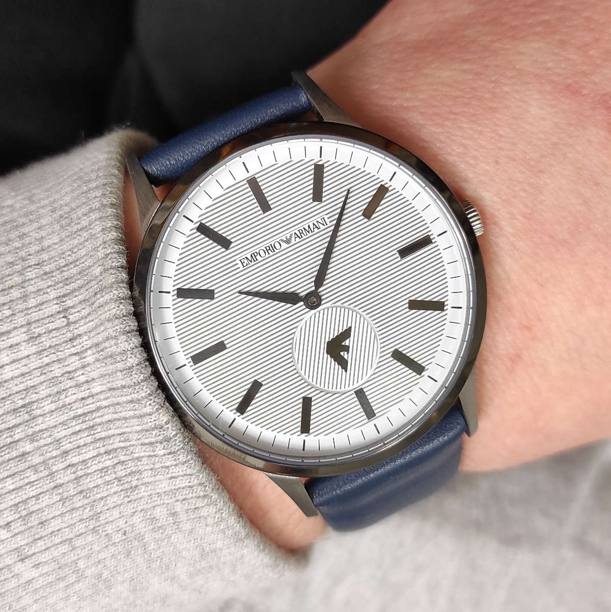  Shop Authentic Emporio Armani Renato White DIal Blue Leather Strap Watch For Men - AR11119 - Luxxuri