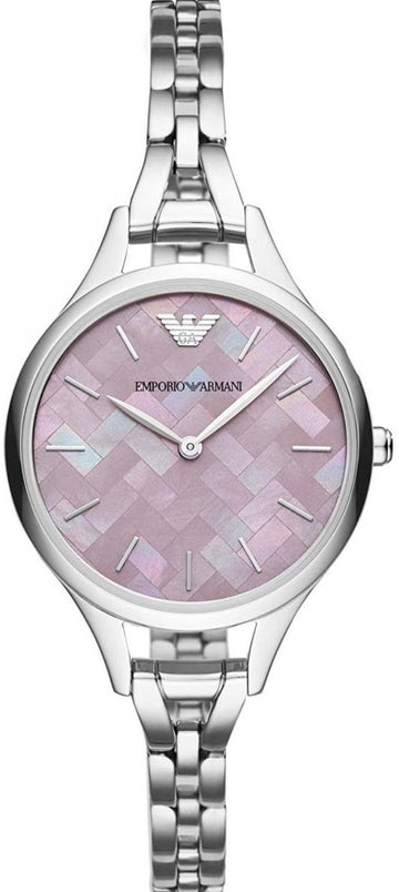  Shop Authentic Emporio Armani Aurora Mother Of Pearl Purple Dial Silver Steel Strap Watch For Women - AR11122 - Luxxuri