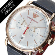  Shop Authentic Emporio Armani Aviator Silver Dial Blue Leather Strap Watch For Men - AR11123 - Luxxuri
