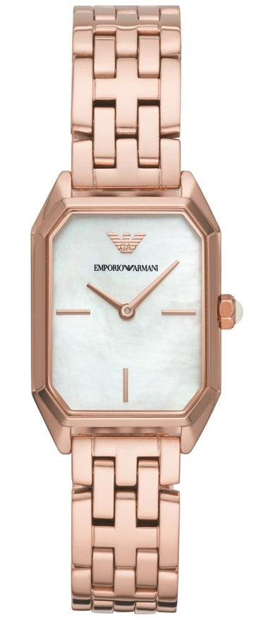  Shop Authentic Emporio Armani Giola White Mother of Pearl Dial Rose Gold Steel Strap Watch For Women - AR11147 - Luxxuri