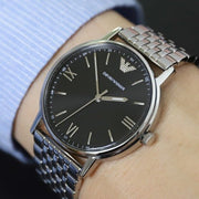  Shop Authentic Emporio Armani Kappa Black Dial Silver Steel Strap Watch For Men - AR11152 - Luxxuri