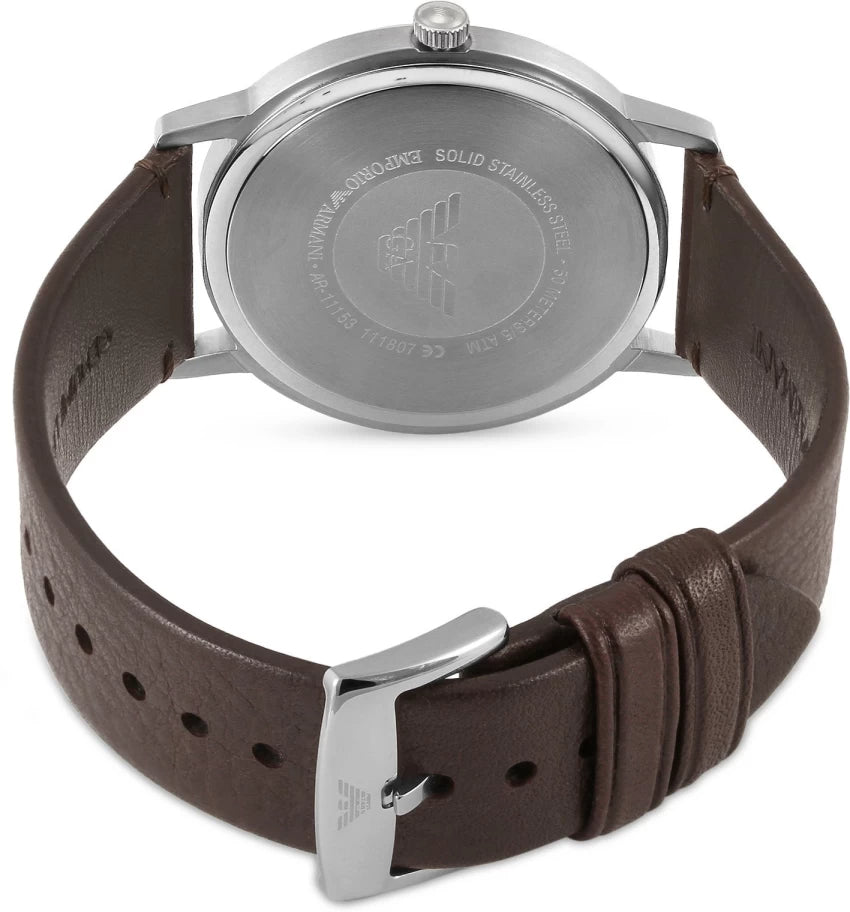  Shop Authentic Emporio Armani Kappa Quartz Black Dial Brown Leather Strap Watch For Men - AR11153 - Luxxuri
