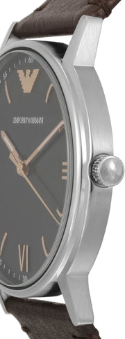  Shop Authentic Emporio Armani Kappa Quartz Black Dial Brown Leather Strap Watch For Men - AR11153 - Luxxuri