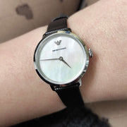  Shop Authentic Emporio Armani Modern White Dial Black Leather Strap Watch For Women - AR11159 - Luxxuri