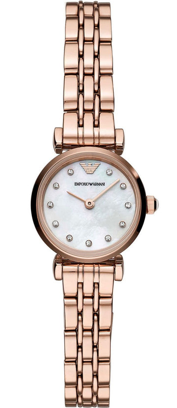  Shop Authentic Emporio Armani Gianni T-Bar Mother of Pearl Dial Rose Gold Steel Strap Watch For Women - AR11203 - Luxxuri