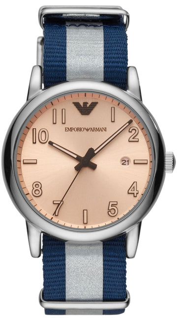 Shop Authentic Emporio Armani Luigi Analog Beige Dial Two Tone NATO Strap Watch For Men - AR11212 - Luxxuri