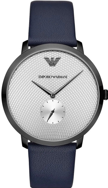  Shop Authentic Emporio Armani Modern Slim Analog Silver Dial Blue Leather Strap Watch For Men - AR11214 - Luxxuri