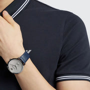  Shop Authentic Emporio Armani Modern Slim Analog Silver Dial Blue Leather Strap Watch For Men - AR11214 - Luxxuri