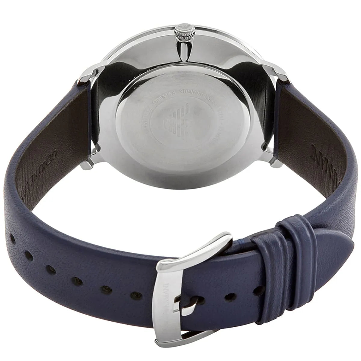  Shop Authentic Emporio Armani Modern Slim Analog Silver Dial Blue Leather Strap Watch For Men - AR11214 - Luxxuri