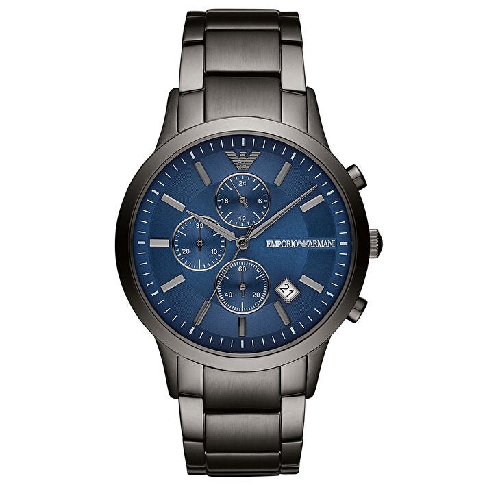  Shop Authentic Emporio Armani Renato Chronograph Blue Dial Grey Steel Strap Watch For Men - A11215 - Luxxuri