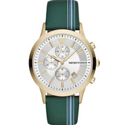  Shop Authentic Emporio Armani Renato Chronograph Silver Dial Green Leather Strap Watch For Men - AR11233 - Luxxuri