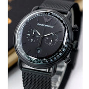  Shop Authentic Emporio Armani Aviator Chronograph Black Dial Black Mesh Bracelet Watch For Men - AR11264 - Luxxuri
