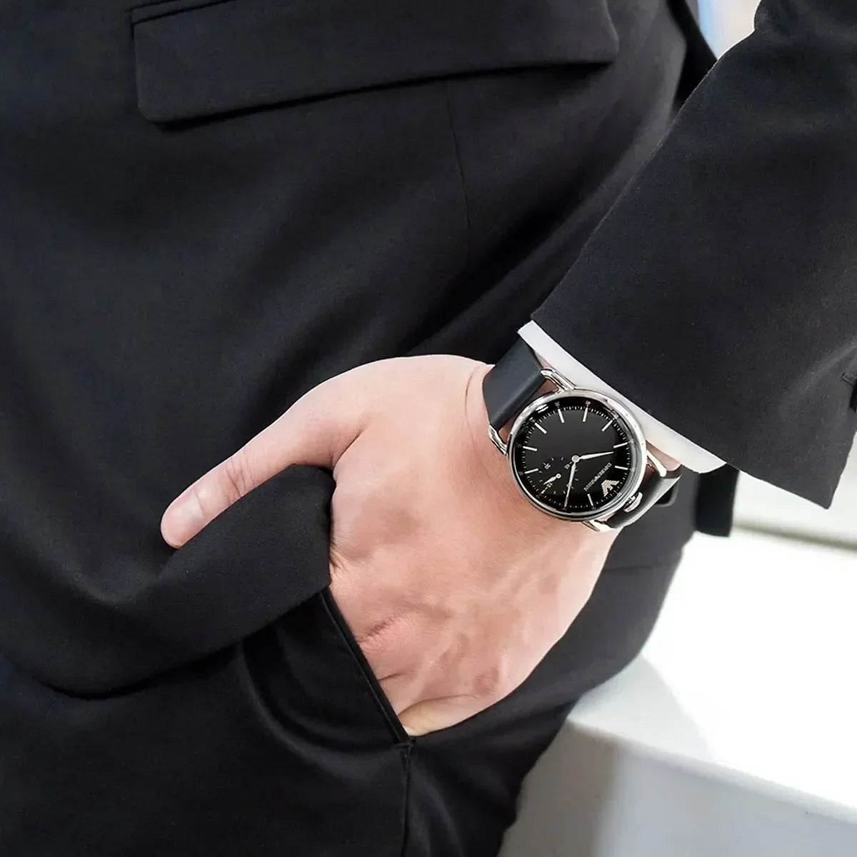  Shop Authentic Emporio Armani Aviator Quartz Black Dial Black Leather Strap Watch For Men - AR11336 - Luxxuri