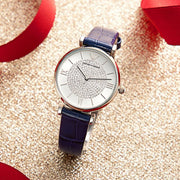  Shop Authentic Emporio Armani Gianni T Bar Quartz Crystals Silver Dial Blue Leather Strap Watch For Women - AR11344 - Luxxuri