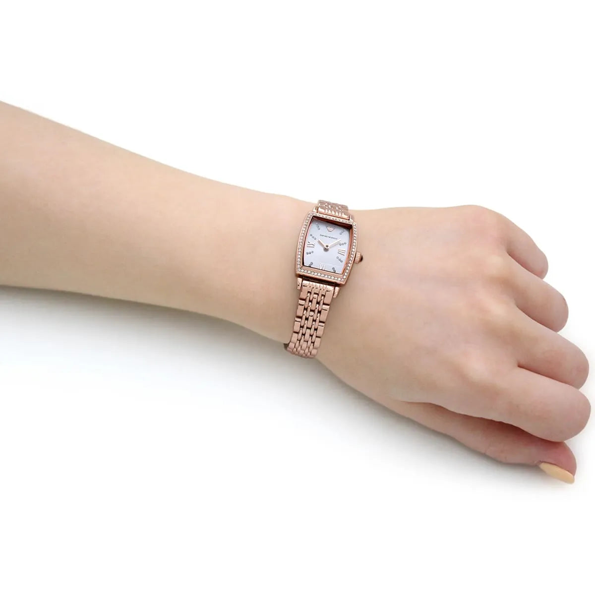  Shop Authentic Emporio Armani Gianni T Bar Quartz Crystals White Dial Rose Gold Steel Strap Watch For Women - AR11406 - Luxxuri