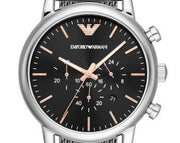  Shop Authentic Emporio Armani Luigi Chronograph Quartz Black Dial Silver Mesh Bracelet Watch For Men - AR11429 - Luxxuri