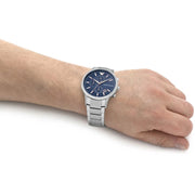  Shop Authentic Emporio Armani Renato Chronograph Blue Dial Silver Steel Strap Watch For Men - AR11458 - Luxxuri