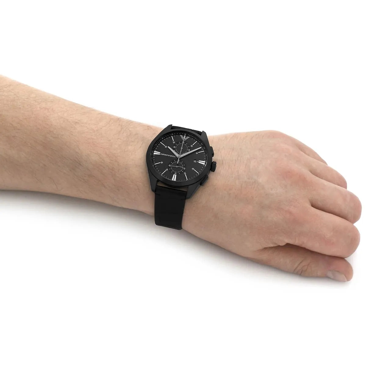  Shop Authentic Emporio Armani Claudio Chronograph Black Dial Black Leather Strap Watch For Men - AR11483 - Luxxuri
