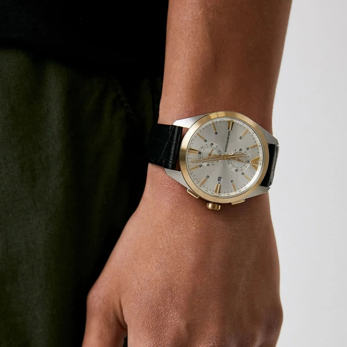  Shop Authentic Emporio Armani Claudio Chronograph Silver Dial Black Leather Strap Watch For Men - AR11498 - Luxxuri