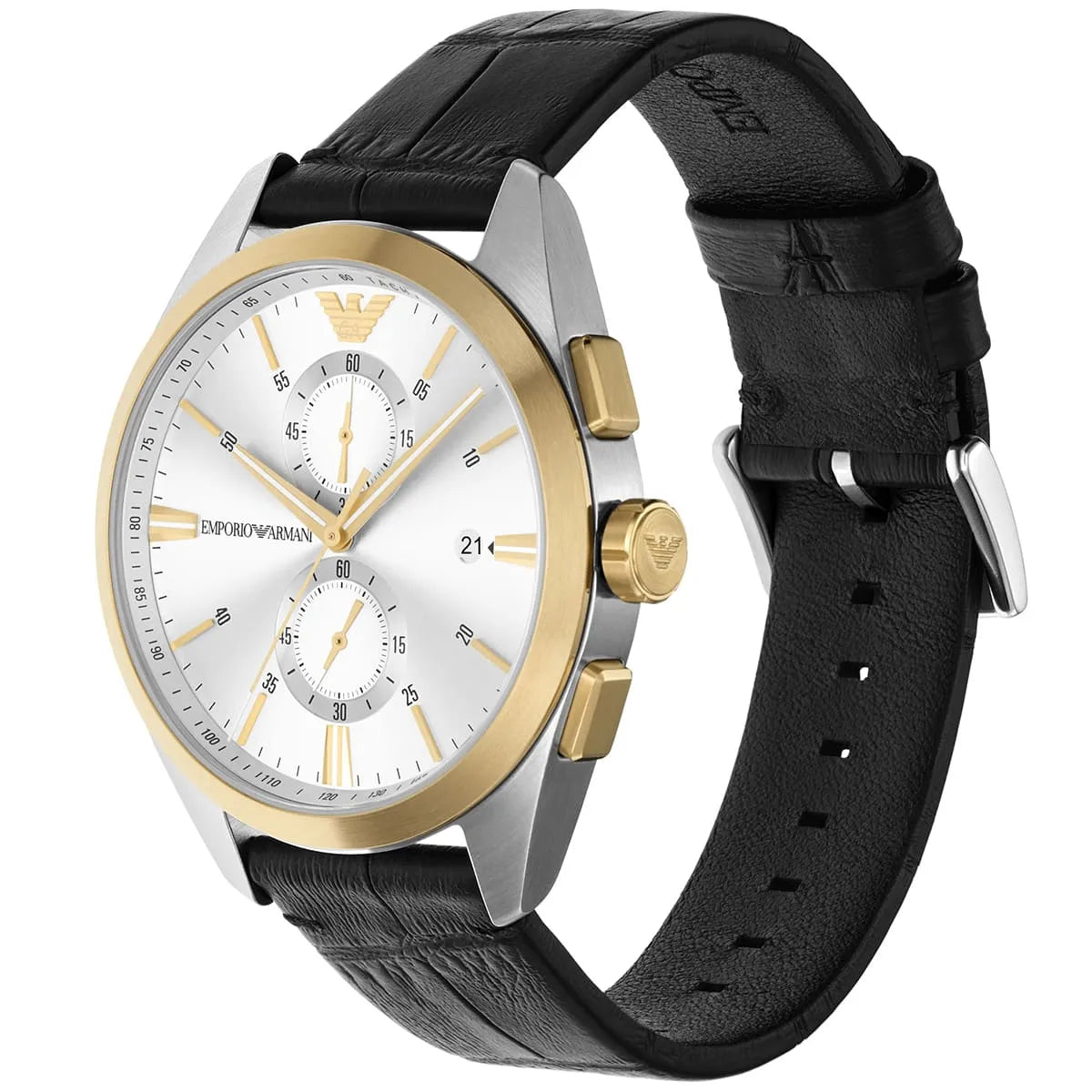  Shop Authentic Emporio Armani Claudio Chronograph Silver Dial Black Leather Strap Watch For Men - AR11498 - Luxxuri