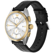  Shop Authentic Emporio Armani Claudio Chronograph Silver Dial Black Leather Strap Watch For Men - AR11498 - Luxxuri
