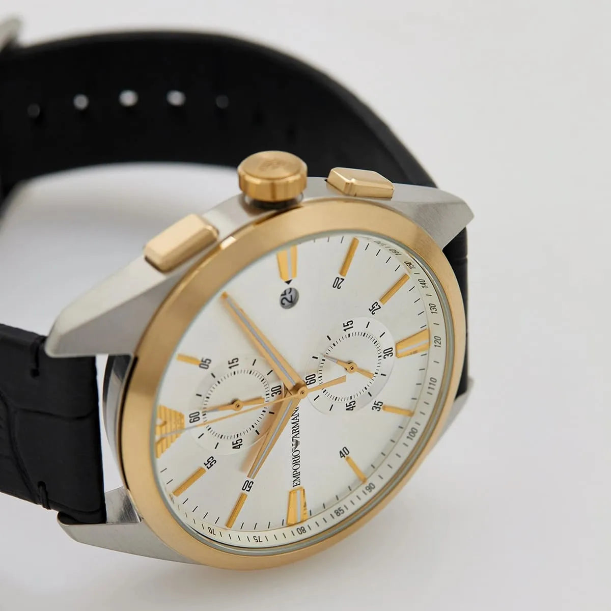  Shop Authentic Emporio Armani Claudio Chronograph Silver Dial Black Leather Strap Watch For Men - AR11498 - Luxxuri