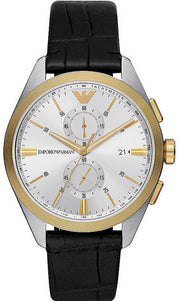  Shop Authentic Emporio Armani Claudio Chronograph Silver Dial Black Leather Strap Watch For Men - AR11498 - Luxxuri
