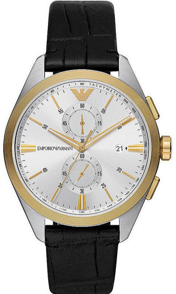  Shop Authentic Emporio Armani Claudio Chronograph Silver Dial Black Leather Strap Watch For Men - AR11498 - Luxxuri