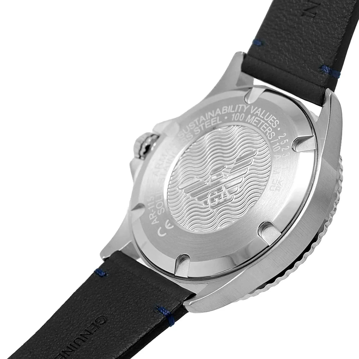  Shop Authentic Emporio Armani Diver Three-Hand Quartz Blue Dial Blue Leather Strap Watch For Men - AR11516 - Luxxuri