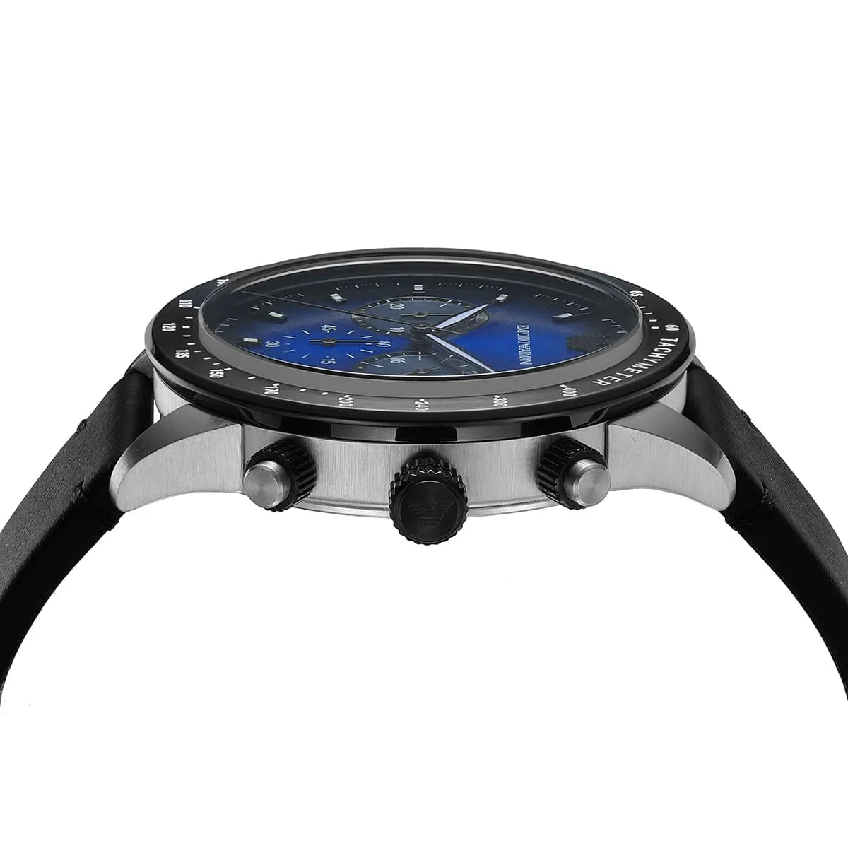  Shop Authentic Emporio Armani Mario Chronograph Blue Dial Black Leather Strap Watch For Men - AR11522 - Luxxuri