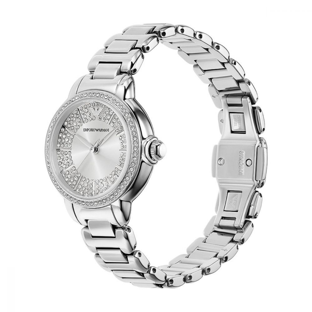  Shop Authentic Emporio Armani Mia Three Crystals Silver Dial Silver Steel Strap Watch For Women - AR11632 - Luxxuri