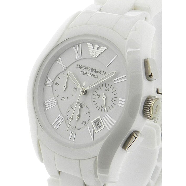  Shop Authentic Emporio Armani Chronograph Ceramic White Dial Watch For Women - AR1403 - Luxxuri