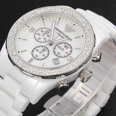  Shop Authentic Emporio Armani Ceramica Chronograph White Dial White Ceramic Strap Watch For Women - AR1456 - Luxxuri