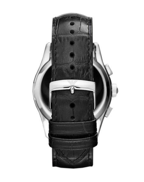  Shop Authentic Emporio Armani Valente Chronograph Black Dial Black Leather Strap Watch For Men - AR1633 - Luxxuri