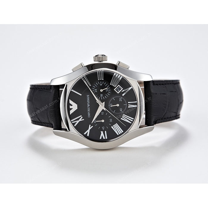  Shop Authentic Emporio Armani Valente Chronograph Black Dial Black Leather Strap Watch For Men - AR1633 - Luxxuri