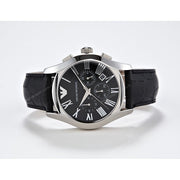  Shop Authentic Emporio Armani Valente Chronograph Black Dial Black Leather Strap Watch For Men - AR1633 - Luxxuri