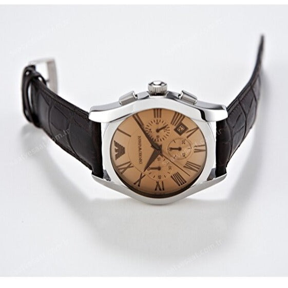  Shop Authentic Emporio Armani Valente Chronograph Amber Dial Brown Leather Strap Watch For Men - AR1634 - Luxxuri