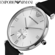  Shop Authentic Emporio Armani Retro Analog Quartz Silver Dial Black Leather Strap Watch For Men - AR1674 - Luxxuri