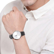  Shop Authentic Emporio Armani Retro Analog Quartz Silver Dial Black Leather Strap Watch For Men - AR1674 - Luxxuri