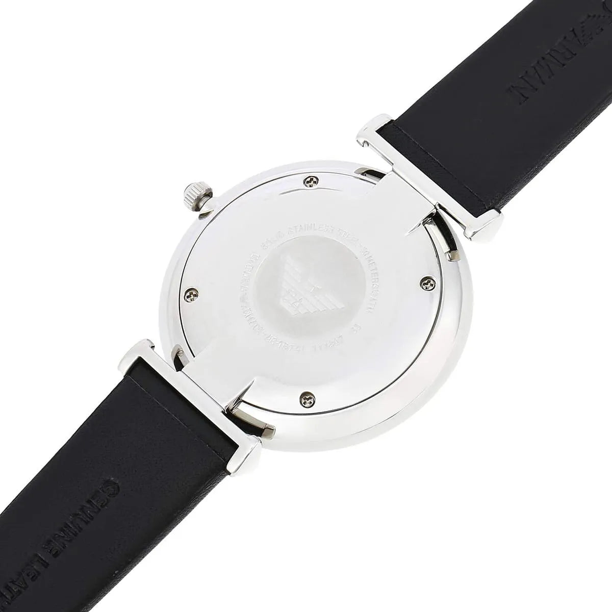  Shop Authentic Emporio Armani Retro Analog Quartz Silver Dial Black Leather Strap Watch For Men - AR1674 - Luxxuri