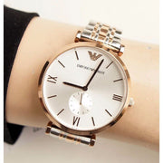  Shop Authentic Emporio Armani Retro Silver Dial Two Tone Steel Strap Watch For Men - AR1677 - Luxxuri