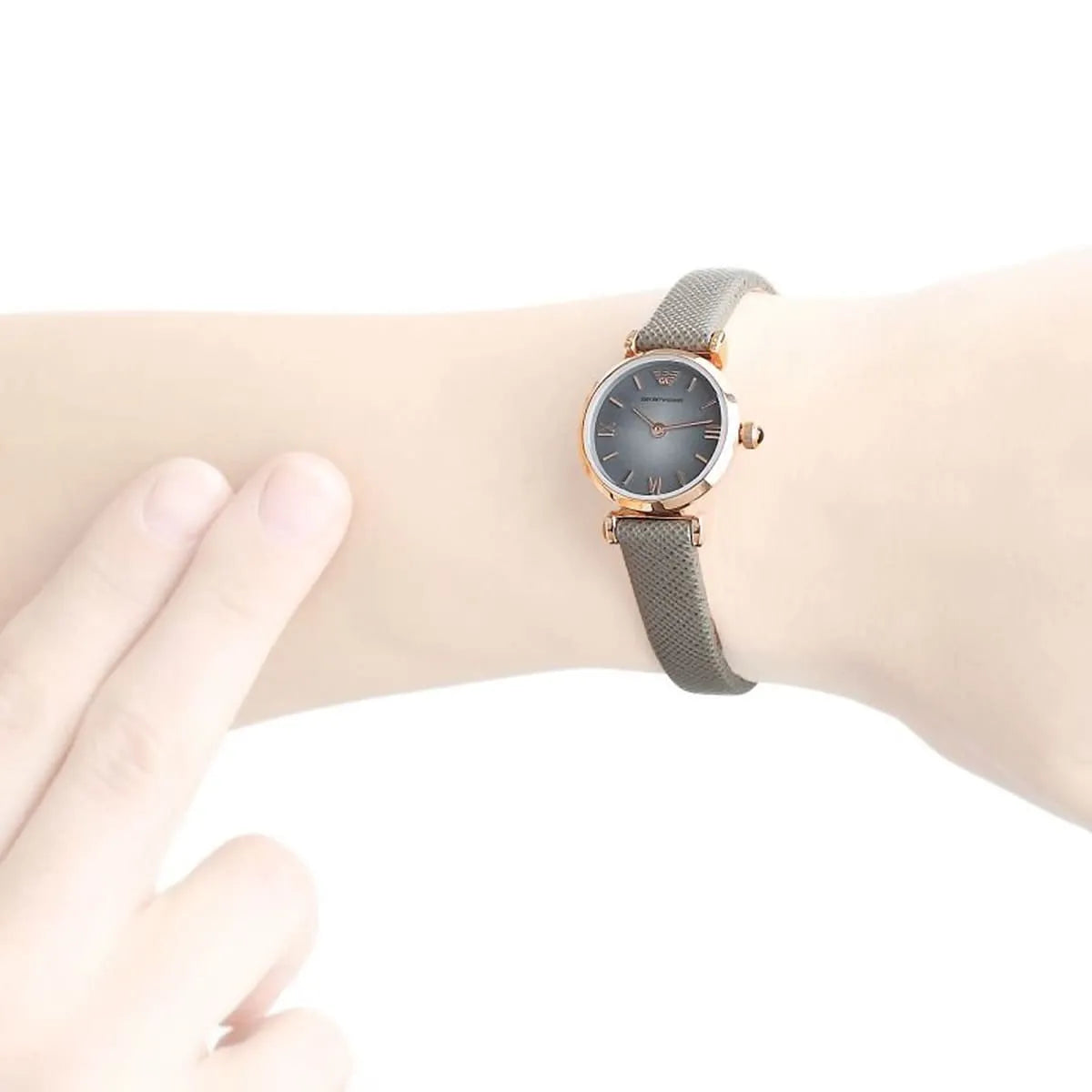 Shop Authentic Emporio Armani Gianni T Bar Quartz Gray Dial Gray Leather Strap Watch For Women - AR1727 - Luxxuri