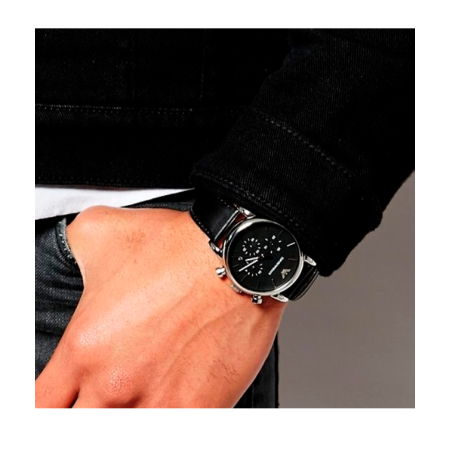  Shop Authentic Emporio Armani Classic Chronograph Black Dial Black Leather Strap Watch For Men - AR1733 - Luxxuri
