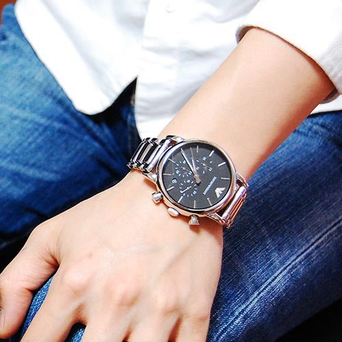  Shop Authentic Emporio Armani Chronograph Black Dial Silver Steel Strap Watch For Men - AR1853 - Luxxuri