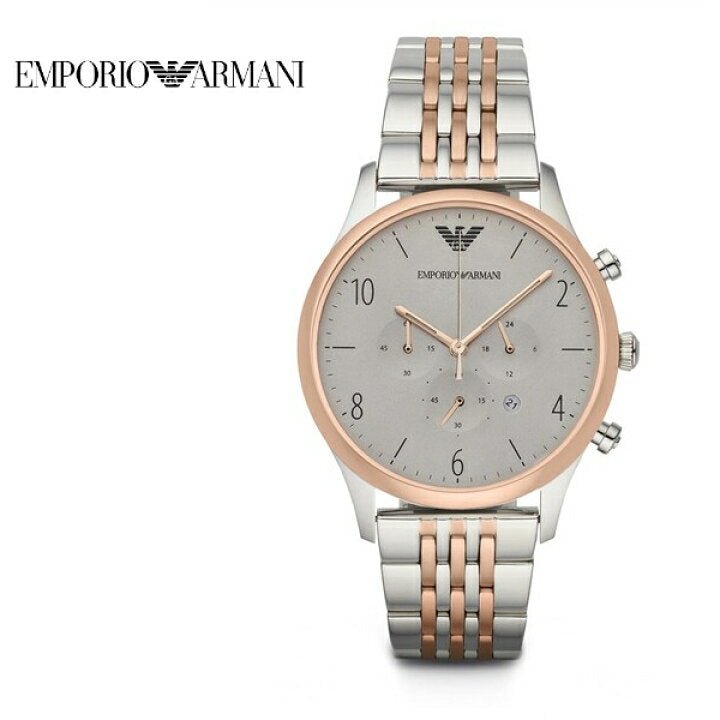  Shop Authentic Emporio Armani Beta Chronograph Grey Dial Two Tone Steel Strap Watch For Men - AR1864 - Luxxuri