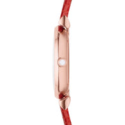  Shop Authentic Emporio Armani Gianni T Bar Silver Dial Red Leather Strap Watch For Women - AR1876 - Luxxuri