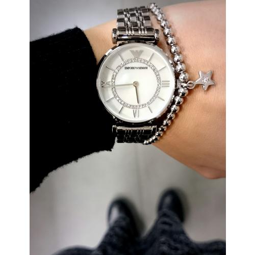  Shop Authentic Emporio Armani Gianni T-Bar Mother of Pearl Dial Silver Stainless Steel Watch For Women - AR1908 - Luxxuri